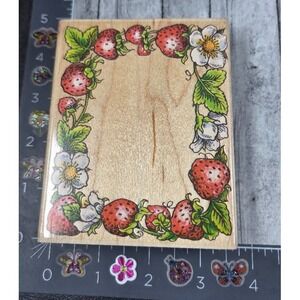 Penny Black Strawberry Frame 207K 1999 Rubber Stamp Wood #A19